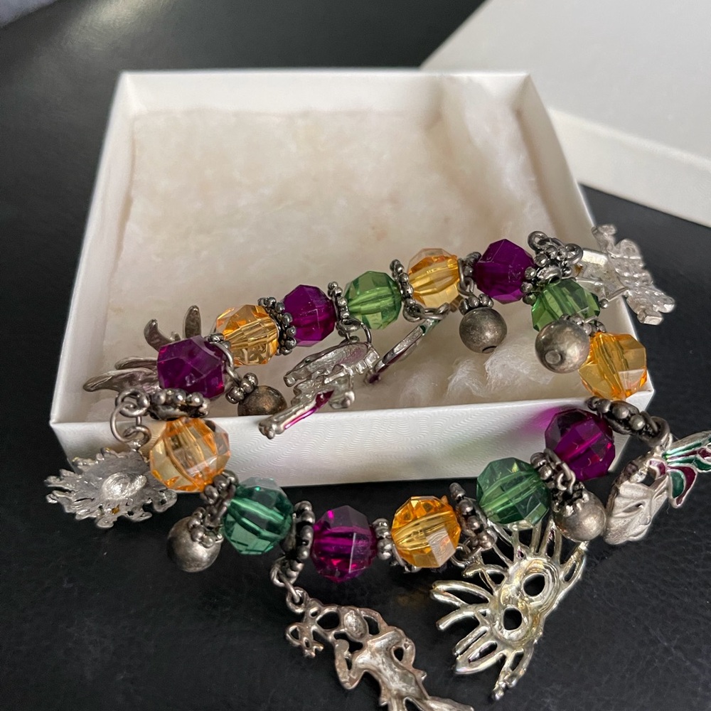 Purple and Yellow Vintage-Inspired Filigree Bracelet